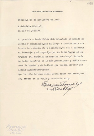 Bnd Visor Carta Nov M Xico A Gabriela Mistral R O De